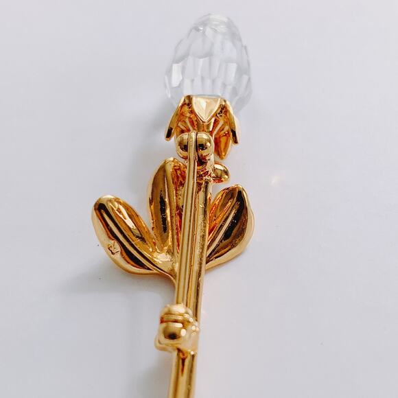 Vintage Swarovski Rose Pin Faceted Crystal 90s Y2K Small Rose Bud Floral Brooch - Picture 9 of 15